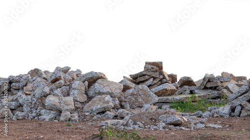 Cuadros en Lienzo Isolated concrete debris on the ground.