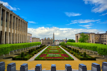 Wall Mural - The public garden in the Mont des Arts in the centre of Brussels, Belgium.