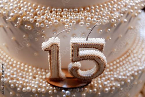 Party Cake 15 Year Old Birthday Cake Fifteen Years Old Stock Photo Adobe Stock