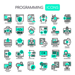 programming , thin line and pixel perfect icons