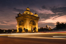 Patuxai Victory Monument Architectural Landmark Of Vientiane Laos.