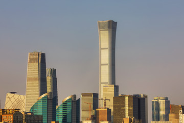 Beijing aerial view of famous landmarks from roof top.