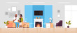 © mast3r - couple sitting on couch using smart speaker voice recognition activated assistant smart home concept african american man woman drinking wine living room interior full length horizontal