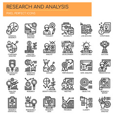 Poster - Research and Analysis , Thin Line and Pixel Perfect Icons