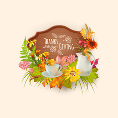 Wall Mural - Happy Thanksgiving Card