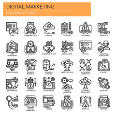 Wall Mural - Digital Marketing , Thin Line and Pixel Perfect Icons