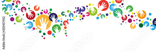 Cuadros en Lienzo Handsilhouette mit Kreis girlande banner