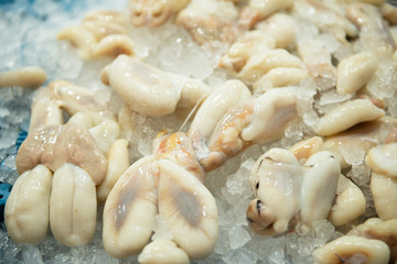 Wall Mural - cuttlefish eggs sold on fish and seafood market