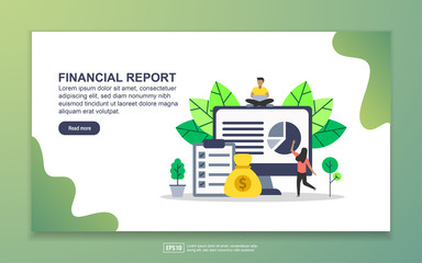 Wall Mural - Landing page template of financial report. Modern flat design concept of web page design for website and mobile website. Easy to edit and customize.