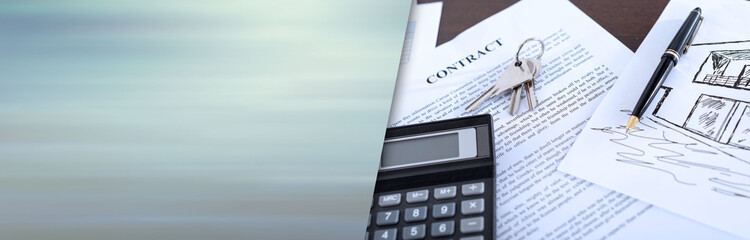 Concept of a real estate contract; panoramic banner