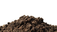 Pile Of Soil Isolated On Pure White Background With Ground Suitable For Growing Plants Or Gardening. Natural Soil Piles Filled With Good Minerals Or Natural PH.