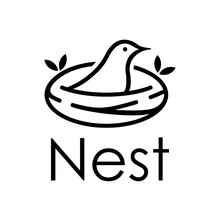 Inspiration Sign / Logo Of Birds That Are In The Quiet And Peaceful Nest In The Form Of Line Art.