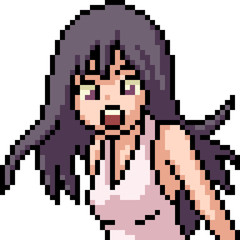 Sticker - vector pixel art anime girl