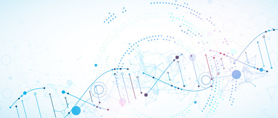 Science template, wallpaper or banner with a DNA molecules. Vector illustration