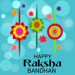 Wall Mural -  Vector illustration of a Background for Happy Raksha Bandhan Indian festival of sisters and brothers. 