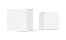 Two Paper Boxes Mockups Isolated On White Background. Vector Illustration