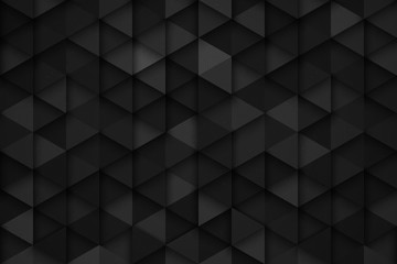 3D Render Science Technology Triangular Pattern Dark Gray Abstract Background. Three Dimensional Tech Triangle Structure Ultra High Quality Wallpaper