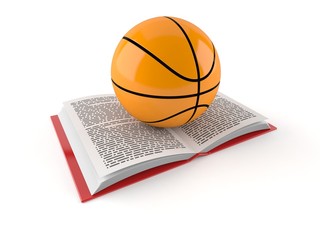 Canvas Print - Basketball ball on open book