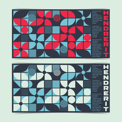 Wall Mural - Horizontal Flyer template with Abstract Geometric Shape Compositions. Vector illustration.