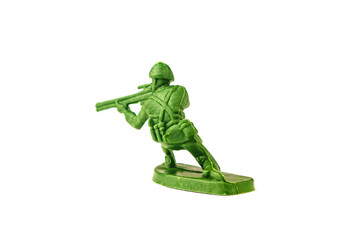 miniature toy soldier on white background, close-up