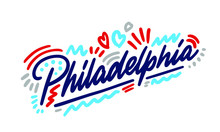 Philadelphia Handwritten City Name.Modern Calligraphy Hand Lettering For Printing,background ,logo, For Posters, Invitations, Cards, Etc. Typography Vector.