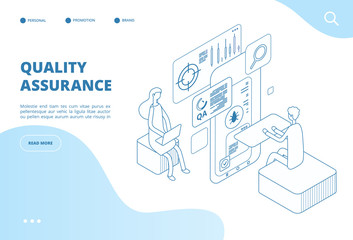quality assurance concept. assured result of app test, software analysis and inspection. bug fixing,