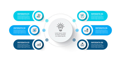 Six circles infographic elements. Business template for presentation. Vector concept with 6 options or steps.