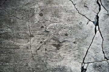 Texture of an old cracked concrete wall. Background image of a worn gray concrete surface