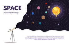 Space Exploration Flat Banner Vector Template