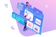 © elizaliv - Isometric concept young people are engaged in web design, website page development. Concept for web design