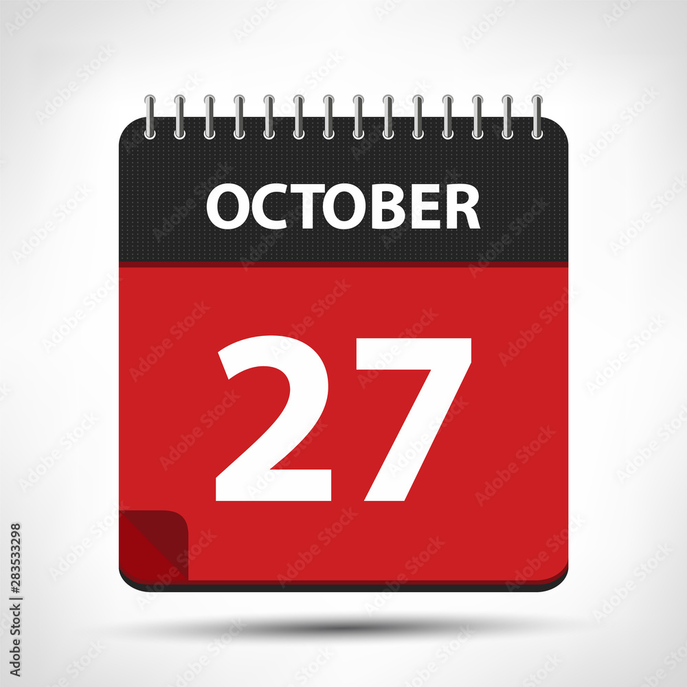 October 27 - Calendar Icon - Calendar design template Stock Vector ...
