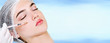 The doctor cosmetologist beautician makes the rejuvenating facial botox injections procedure for tightening and smoothing wrinkles on the face skin to lips of a beautiful young woman isolated 