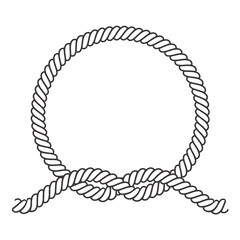 Wall Mural - Round rope frame. Circle ropes, rounded border and decorative marine cable frame circles. Rounds cordage knot stamp or nautical twisted knots logo isolated vector icon