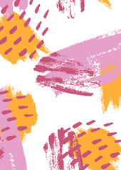 Wall Mural - vector abstract backgrounds of a4 size. the texture brush strokes in trendy colors mustard, purple.