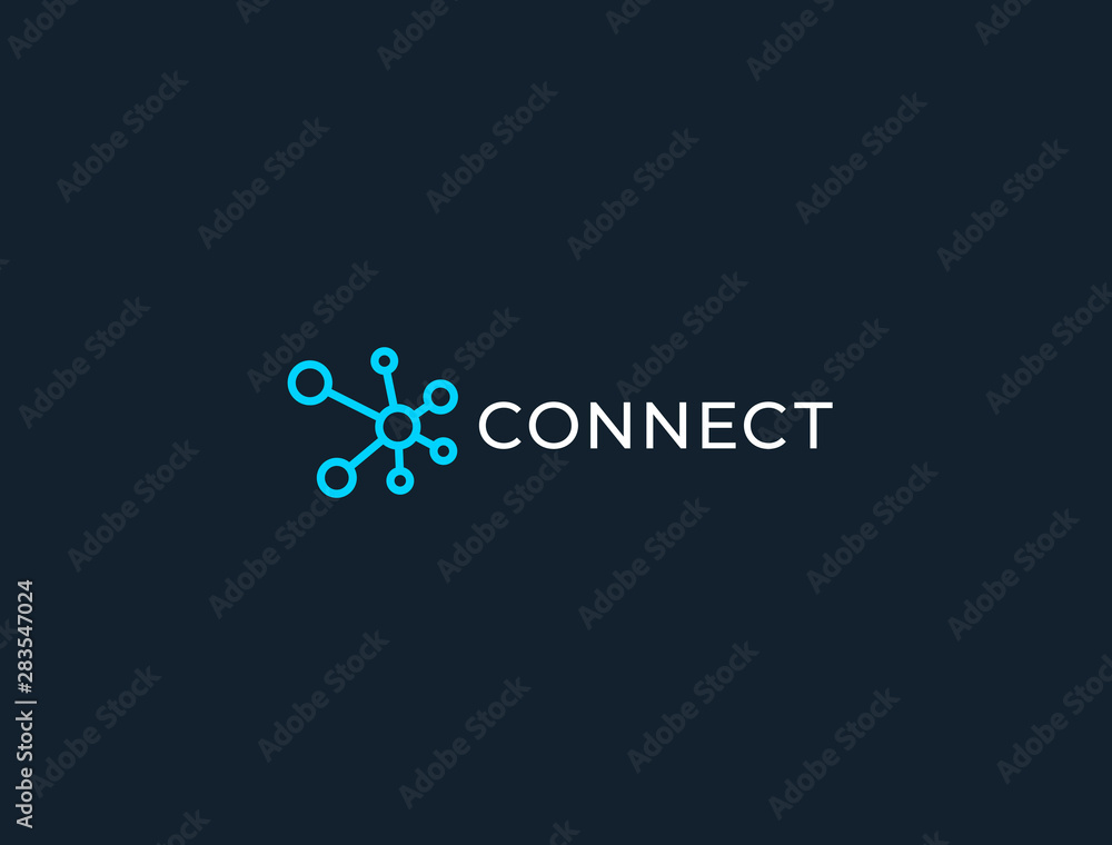 Abstract Digital connection technology logo. Simple tech design. Modern ...