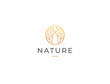 © lettett - Abstract round trees logo icon. Universal creative premium solid symbol. Vector circle garden forest sign.