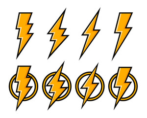 Wall Mural - Electric lightning, set of icons on a white background.