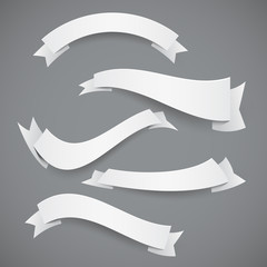 Wall Mural - set of white paper wavy ribbons or flags