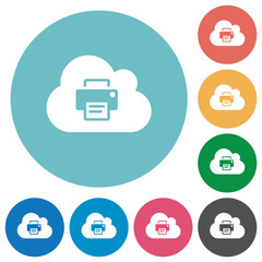 Canvas Print - Cloud printing flat round icons