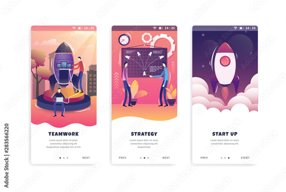 set onboarding screens user interface kit template Stock Vector | Adobe ...