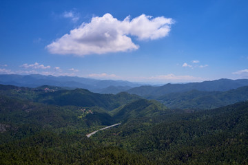 Aerial photography. Panoramic view of the Alps north of Italy. Trento Region. Great trip to the Alps.