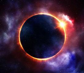Wall Mural - total sun eclipse with stars