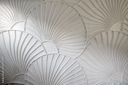 Decorative Item Made Of White Plaster On Ceiling And Wall