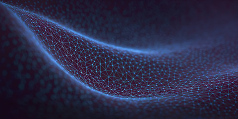 Wall Mural - three-dimensional mesh of lines and dots in abstract form in technology concept. image to use as bac