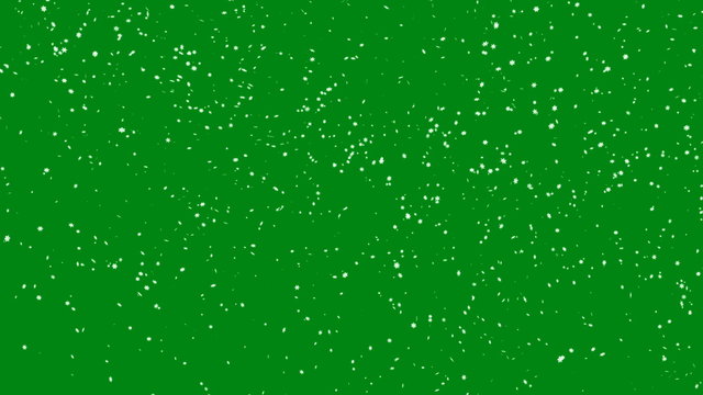 Wall Mural - Gently falling snow on green screen for keying. Big and small snowflakes slowly dropping in the wind. Winter motion graphics as a background or overlay. 4k 3D illustration
