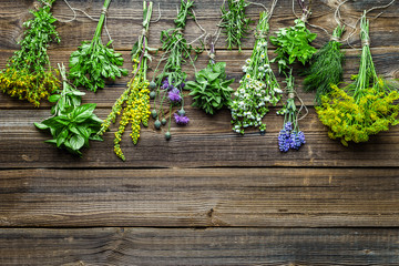 Wall Mural - Bunches of herbs, freshly harvested herb from the garden