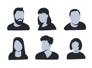 vector avatar, profile icon, head silhouette. group of working people diversity, diverse business me