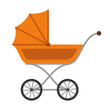 Baby stroller in flat style. Vector