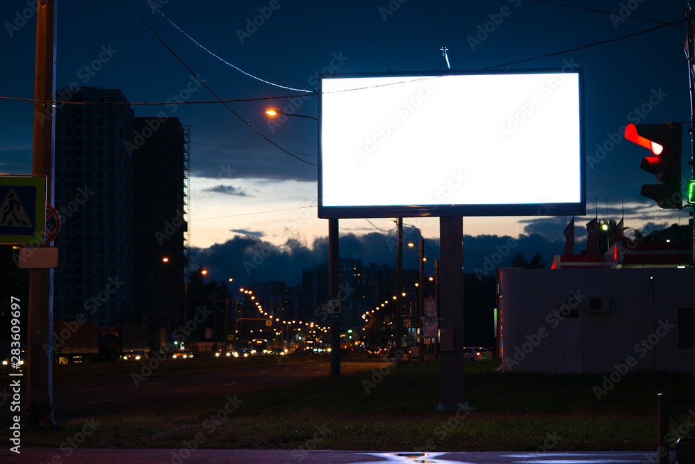 large billboard in the city mockup at night - obrazy, fototapety, plakaty 