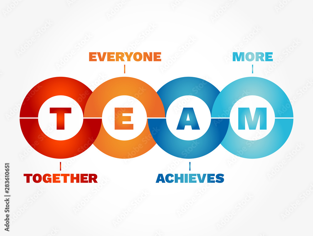 TEAM - Together Everyone Achieves More, business concept acronym - obrazy, fototapety, plakaty 